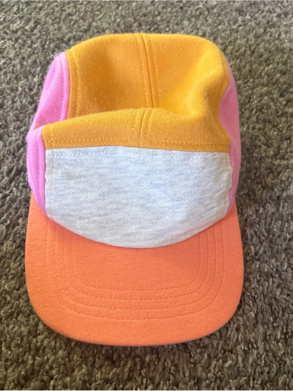 Colorblock Five-Panel Cap in Orange, Yellow, Pink & Light Gray